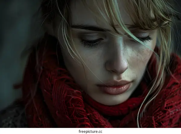 Melancholy blonde girl