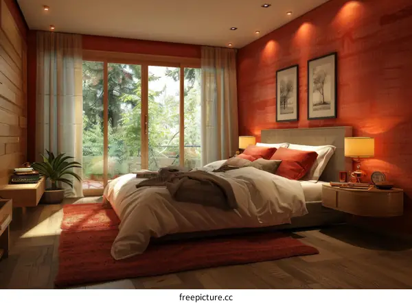Cozy Modern Bedroom Interior Design Illustration