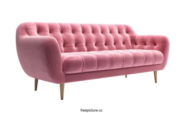 [Transparent Background PNG]Modern Pink Velvet Sofa Design