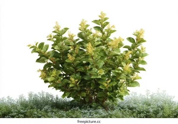 Beautiful Green Bush with Small Flowers