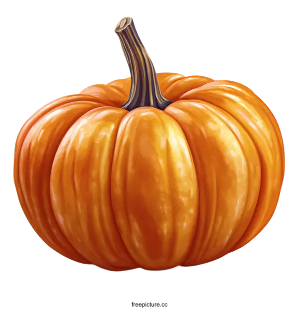 [Transparent Background PNG]Detailed Illustration of an Orange Pumpkin