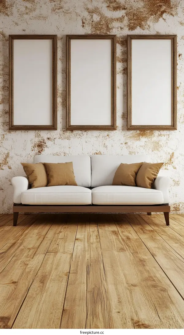 Modern Farmhouse Living Room Mockup with Blank Picture Frames