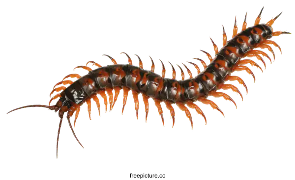 [Transparent Background PNG]Close-up View of a Giant Centipede