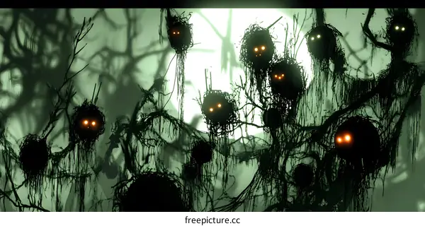 Creepy Forest Creatures with Glowing Eyes