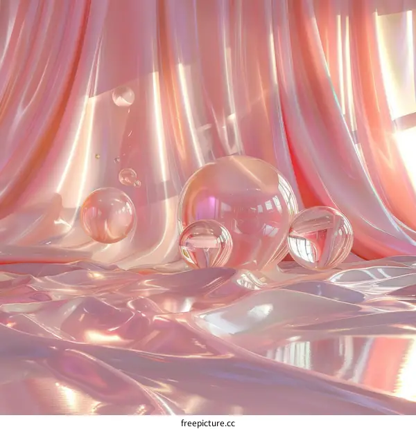 Abstract Pink Fabric with Glass Balls