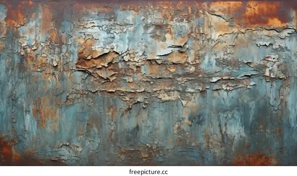 Rustic Blue-Green Peeling Paint on Weathered Metal