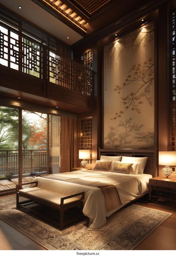 Elegant Chinese Style Bedroom Interior Design