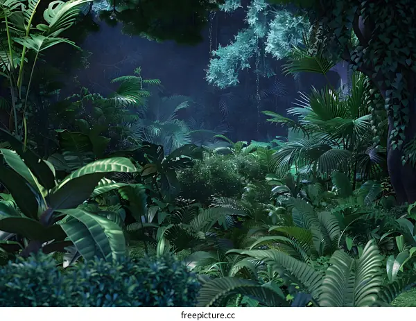 Tropical Rainforest Night Landscape