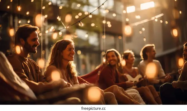 a group of friends hanging out in a backyard