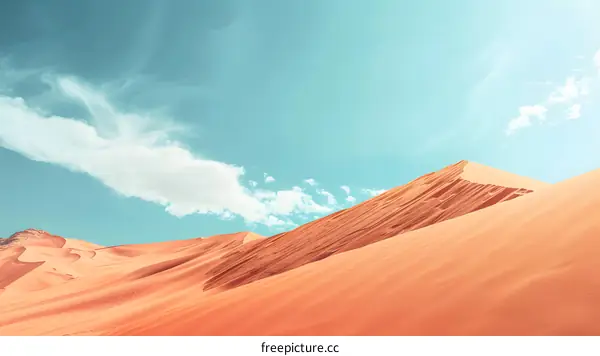 Beautiful Desert Landscape with Bright Blue Sky and White Clouds