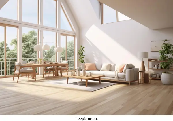 Bright and Airy Scandinavian Living Room with Large Windows
