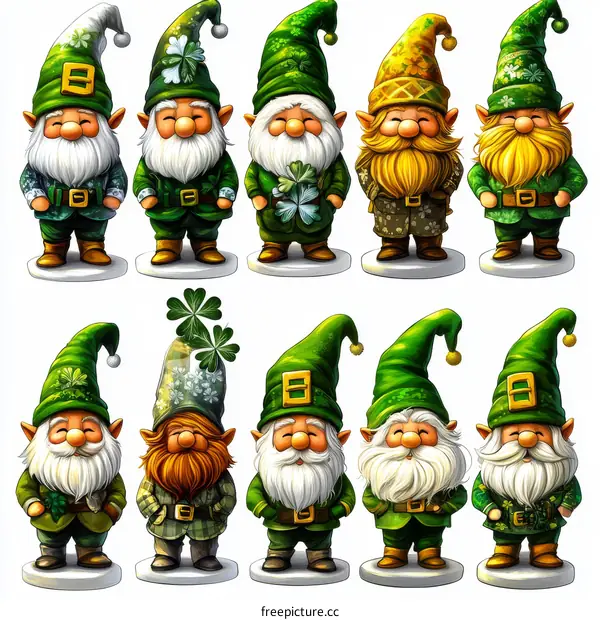 Collection of Cartoon Irish Gnomes