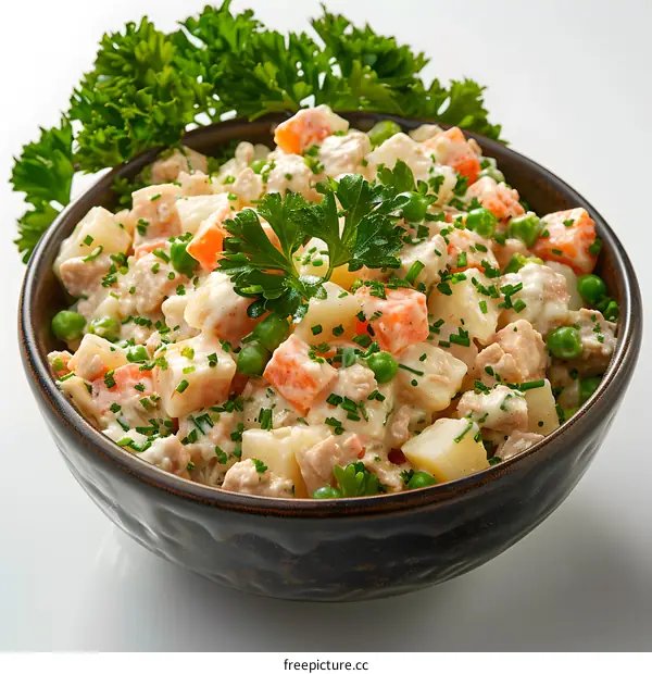 Bowl of Chicken Salad with Vegetables
