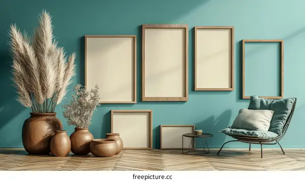 Modern Minimalist Interior Design with Empty Frames