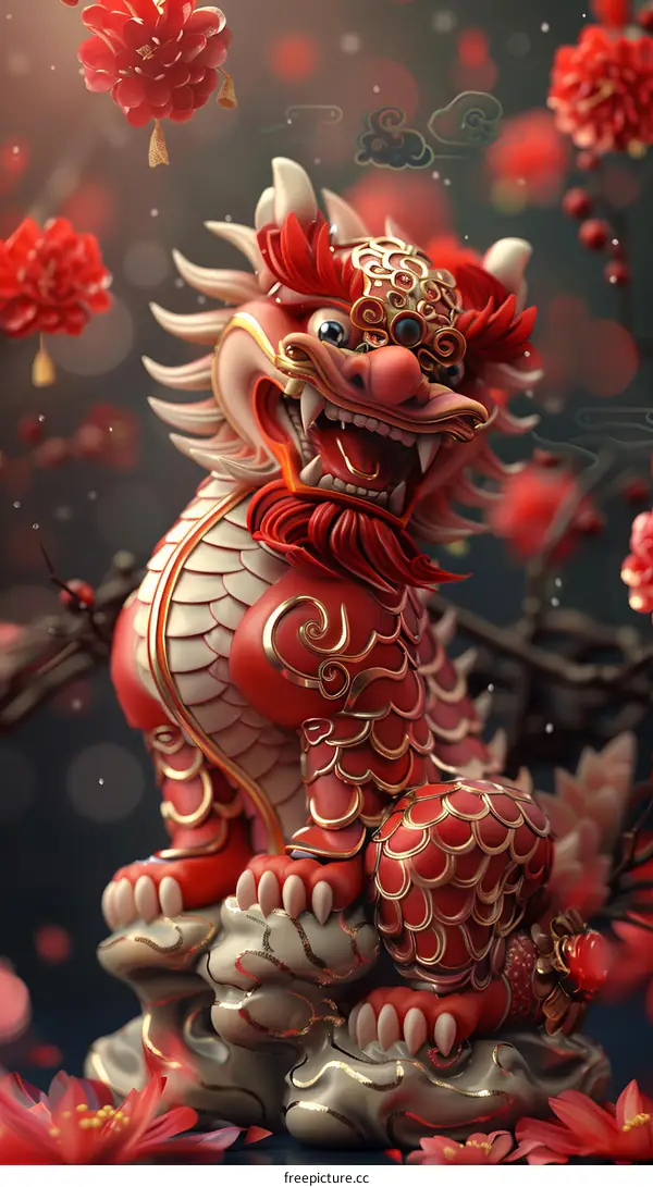 Chinese Lion Dance Performance for Spring Festival Celebration