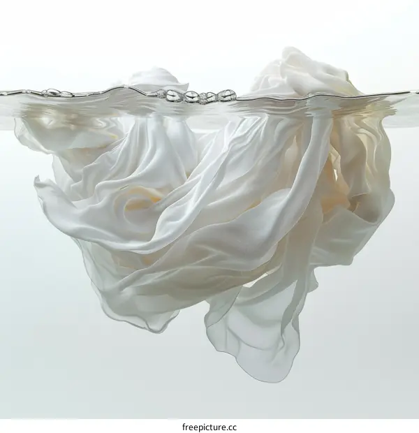 Abstract White Fabric Floating in Water