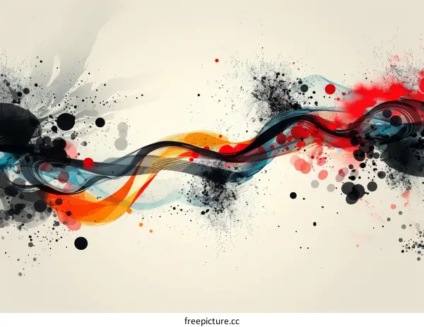 Hand-Painted Watercolor Style Colorful Wavy Lines