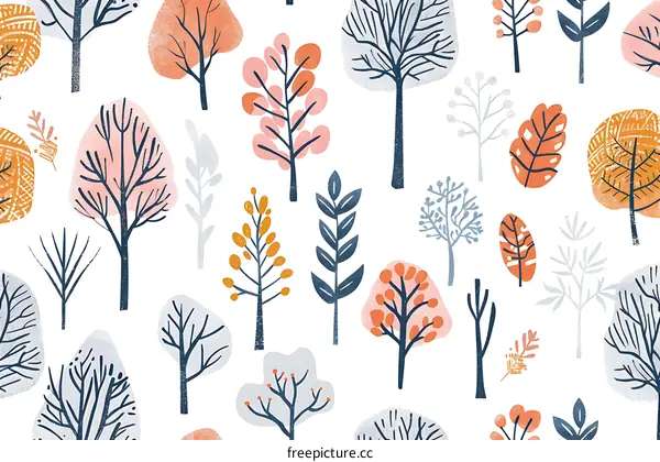 Colorful Abstract Trees Pattern Seamless Design