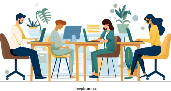 People Working at Desk in Office