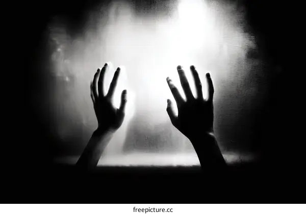 Reaching Hands Silhouette Against Light