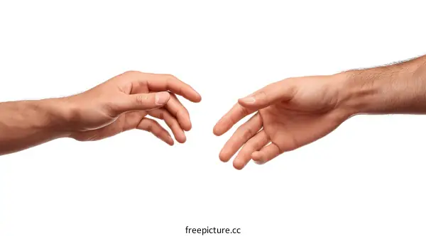 Two Hands Reaching Out Towards Each Other