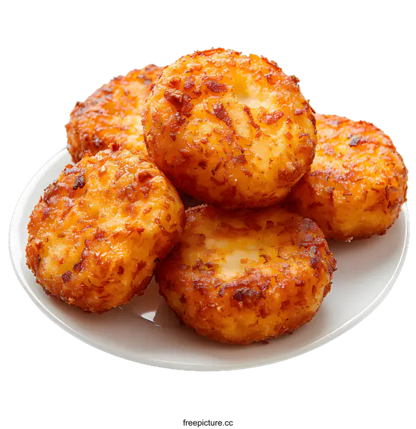 [Transparent Background PNG]Potato Pancakes on a White Plate