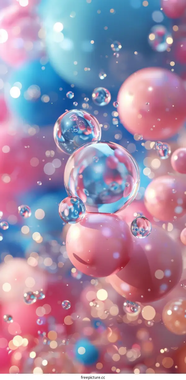 Abstract Background with Pink and Blue Bubbles