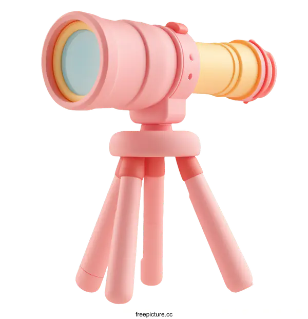 [Transparent Background PNG]Pink Telescope on a Tripod