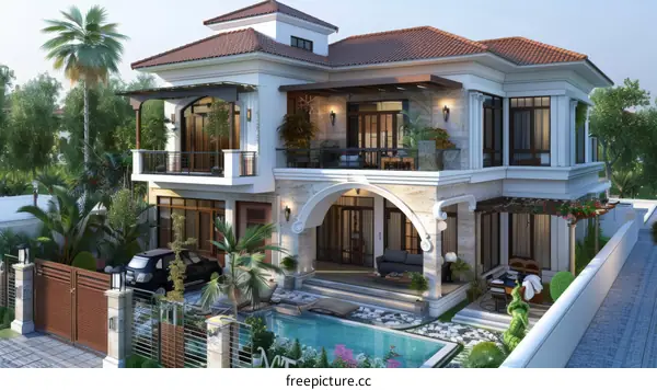 Luxury Villa Exterior Design Illustration