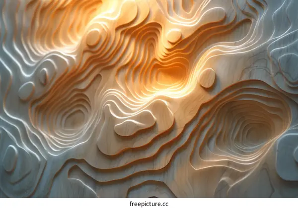 Abstract topographic map of a mountainous terrain