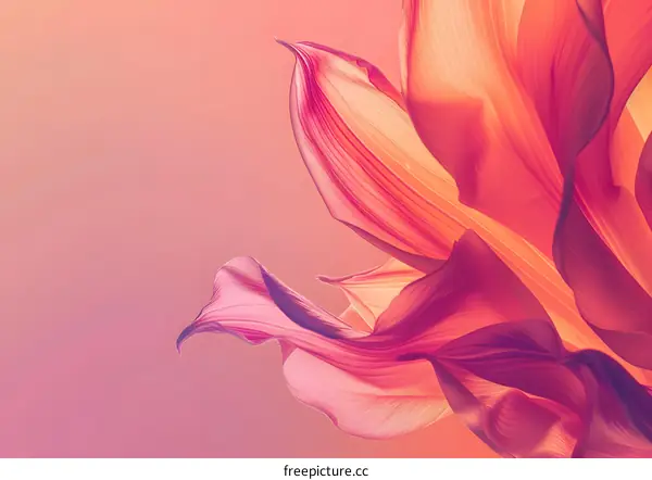 Abstract Flower Petals in Soft Pink and Orange Hues