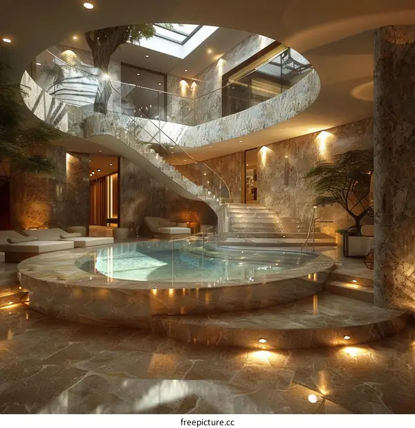 Luxury Indoor Spa Pool Design with Architectural Features