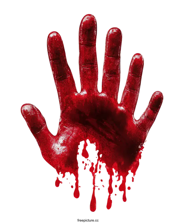[Transparent Background PNG]Bloody Hand Print on White Background