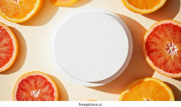 Citrus Fruit Display on a Pastel Background