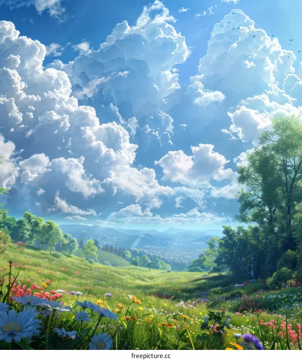 A Beautiful Summer Meadow Under a Cloudy Sky