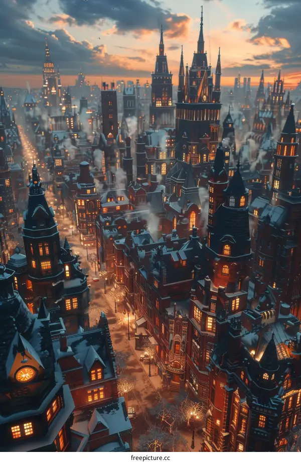 Winter Fantasy Cityscape Illustration