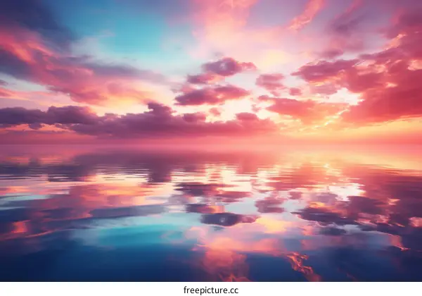 colorful cloudscape over calm sea