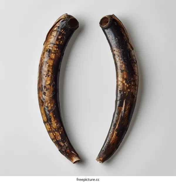 Two Walrus Tusks on White Background