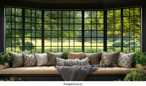 Cozy Bay Window Seat with Lush View