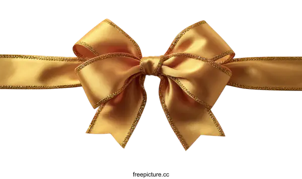 [Transparent Background PNG]Golden Ribbon Bow Decoration