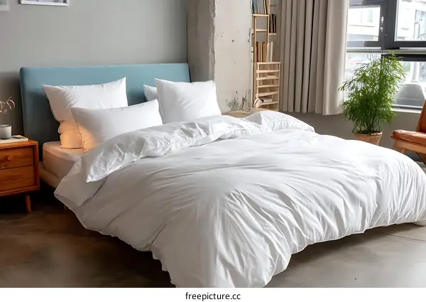 Modern Bedroom with White Bedding