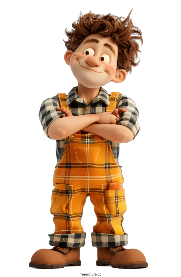 [Transparent Background PNG]Confident Cartoon Worker