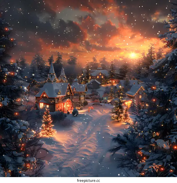 Christmas Eve in a Snowy Village