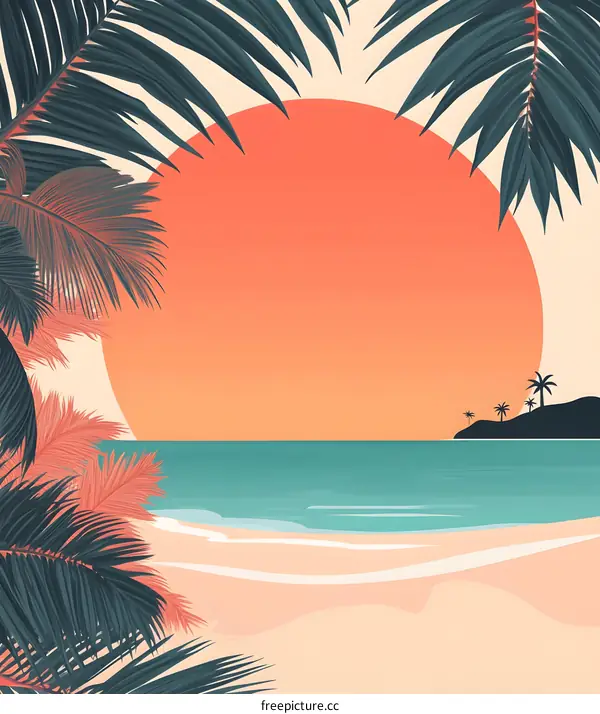 Palm Trees Sunset Beach Landscape