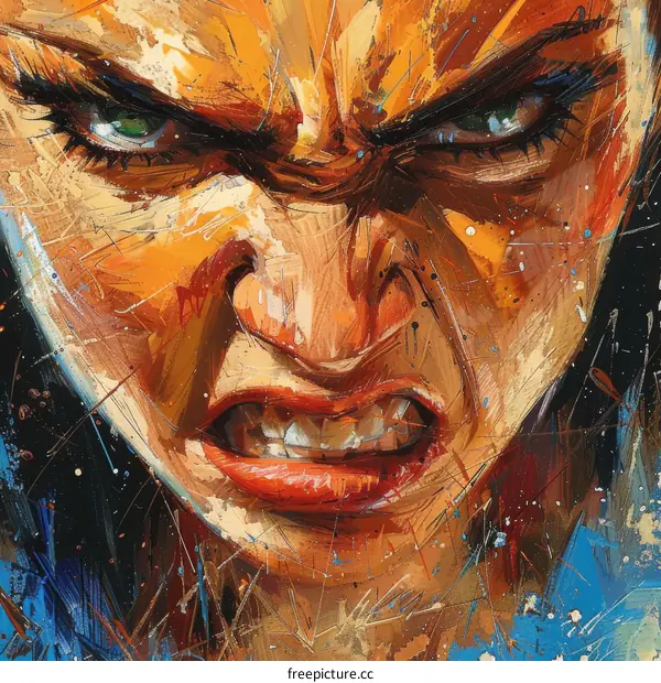 Angry Woman Portrait: Oil Painting