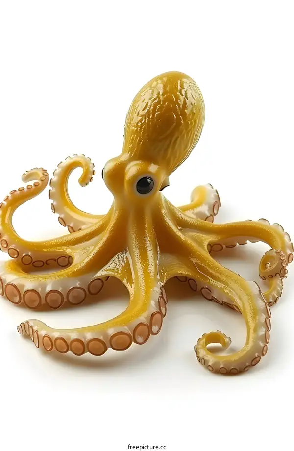 Yellow Octopus on White Background