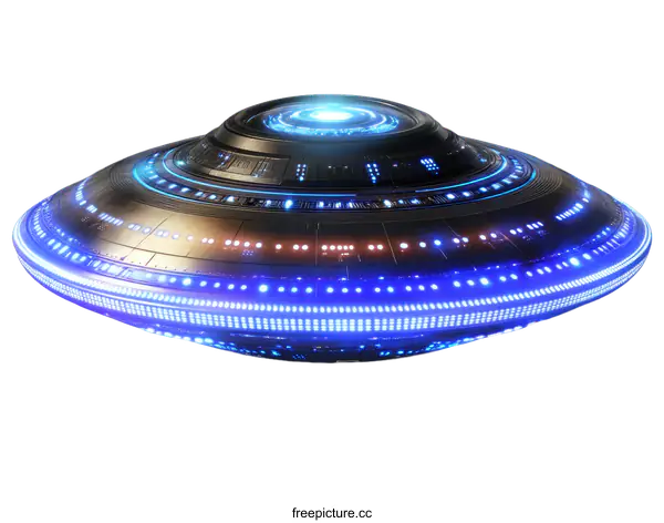 [Transparent Background PNG]Futuristic UFO with Glowing Lights