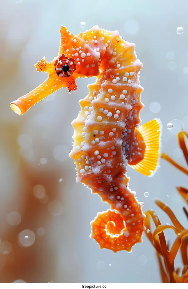 Orange Seahorse in the Ocean