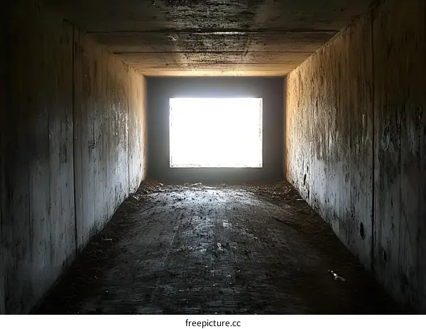 Concrete Tunnel with Light at the End