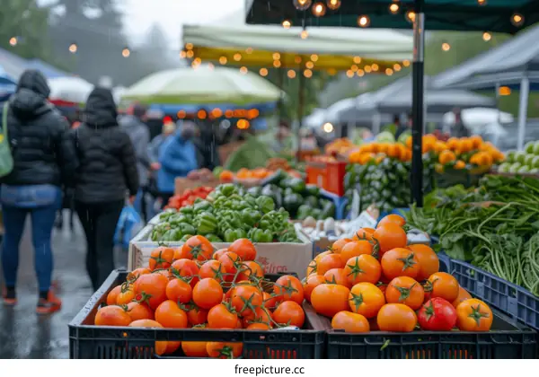 Fresh and organic vegetables and fruits at a local farmer's market